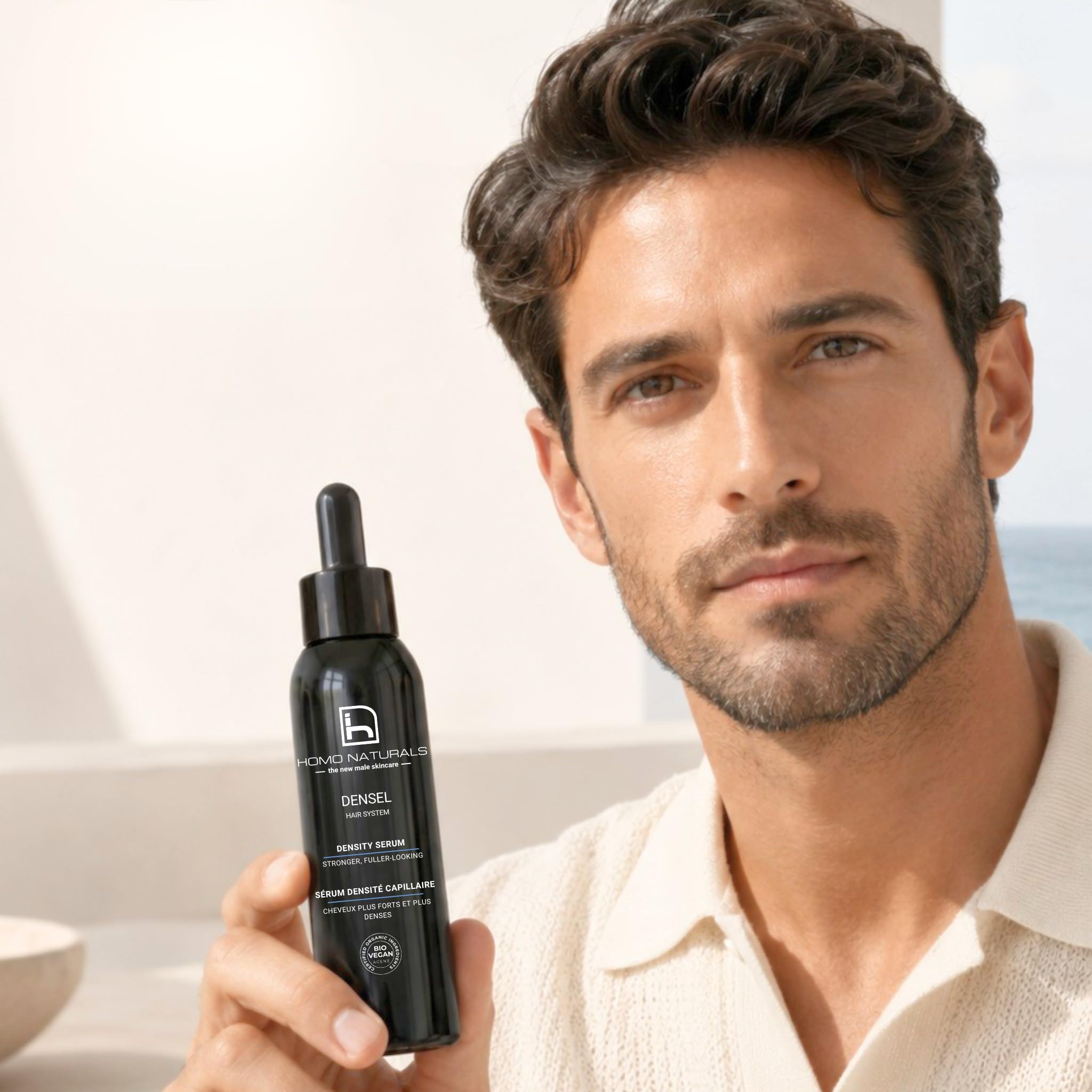 Homo Naturals - Siero per capelli anti-caduta da uomo, Densel Hair System, trattamento per capelli senza risciacquo con proteine, aminoacidi e acido ialuronico, 100 ml