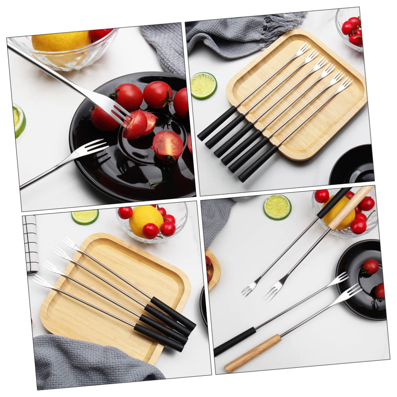 COLLBATH 12pcs Chocolate Fondue Fork Cheese Forks Fine Chocolates Charcuterie Chocolate Fondue Sticks Fondue Forks Elegant Melter Asian Scale Drink Chocolate Fountain Black Stainless Steel