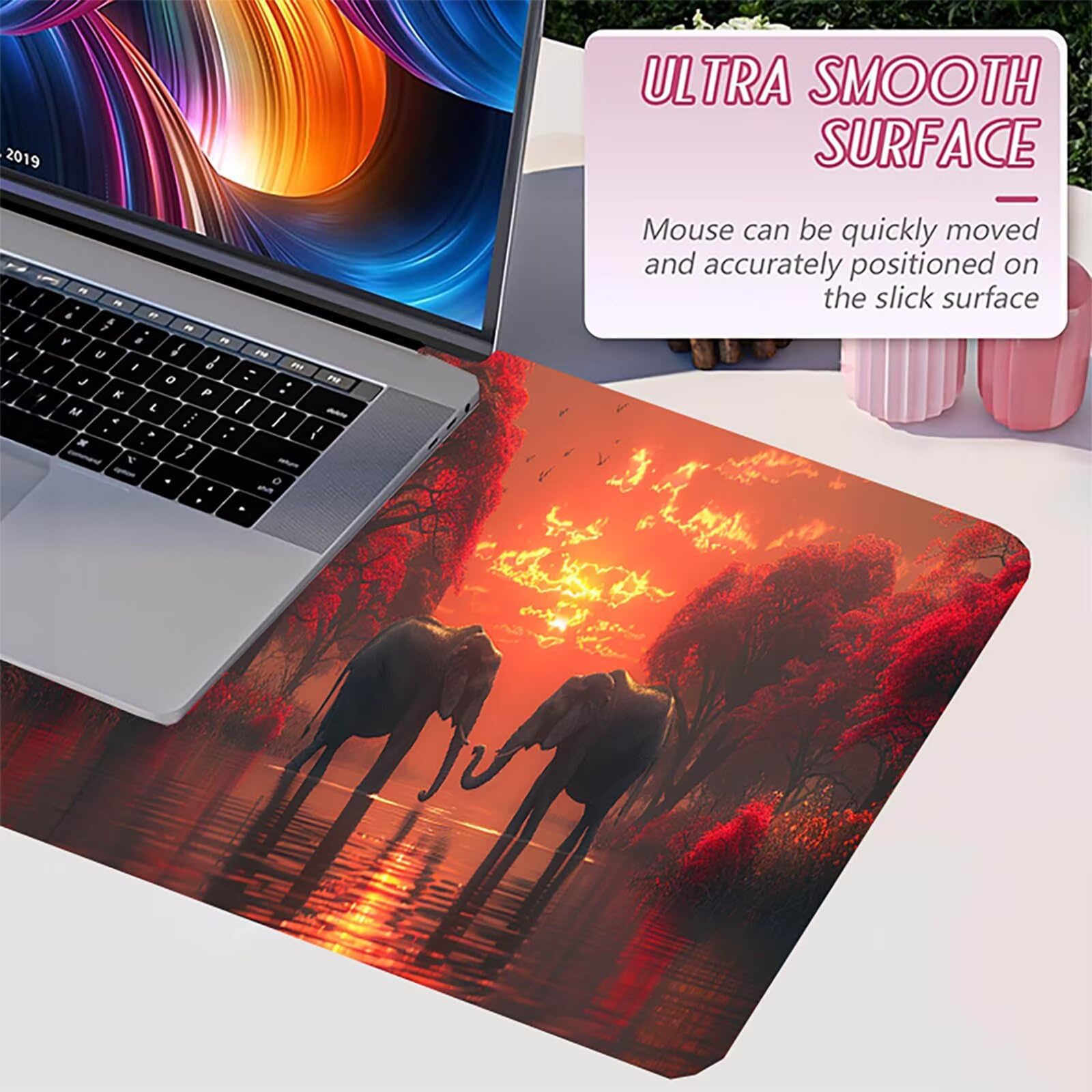 Tappetino Mouse Elefante, Tappetino Mouse XXL 1500 x 800 mm, Gaming Mouse Pad con Base in Gomma Antiscivolo, Mousepad Migliorare la Velocità e la Precisione, Ufficio Accessori Gaming, Rosso 7-8922