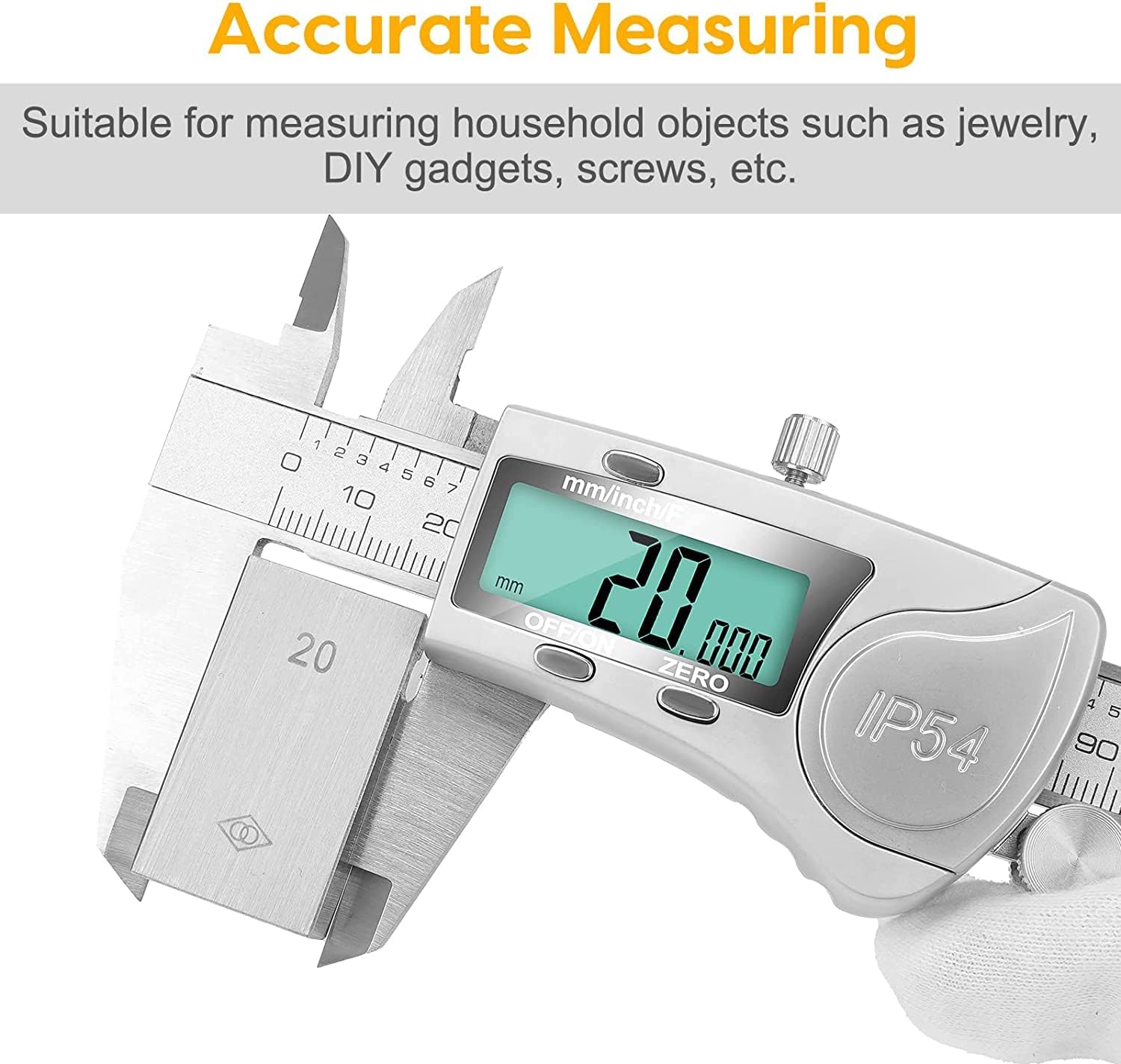 Sangabery Digital Caliper, 6 inch Caliper Extreme Accuracy Measuring Tool with Stainless Steel, IP54 Waterproof Protection Design, Inch Metric Fraction Switch for Daily and Professional Use