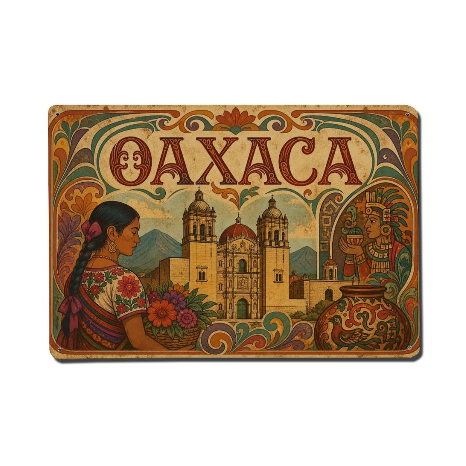 Huiyhb 8X12inch(20X30cm) Retro Travel Mexico Oaxaca Metal Tin Sign