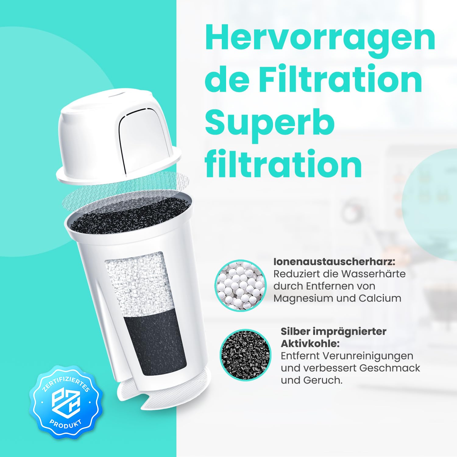 Caraffa Per L'acqua Alcalina Alla Moda 3.5L Con Il Filtro Da Acqua Classico Di Brita - Foto 7