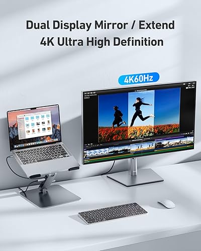 Miniatura 4 de BENFEI Soporte para laptop con estación de acoplamiento USB C 7 en 1, HDMI 4K a 60 Hz, 1 SD 1 Micro SD, entrega de energía de 100 W, 10 Gbps 1 USB C