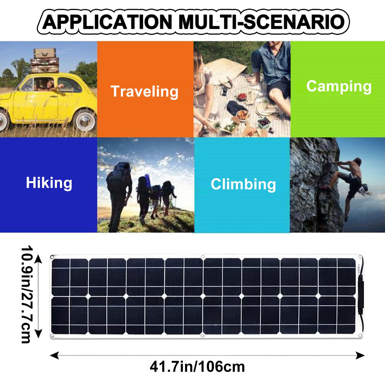 Pannello Solare Flessibile 300w Batteria Monocristallina Alimentata a Energia Solare con Caricabatterie Kit per Camper Fuori Rete Connettore Solare 40A per Barche Altri Veicoli 2 * 400W