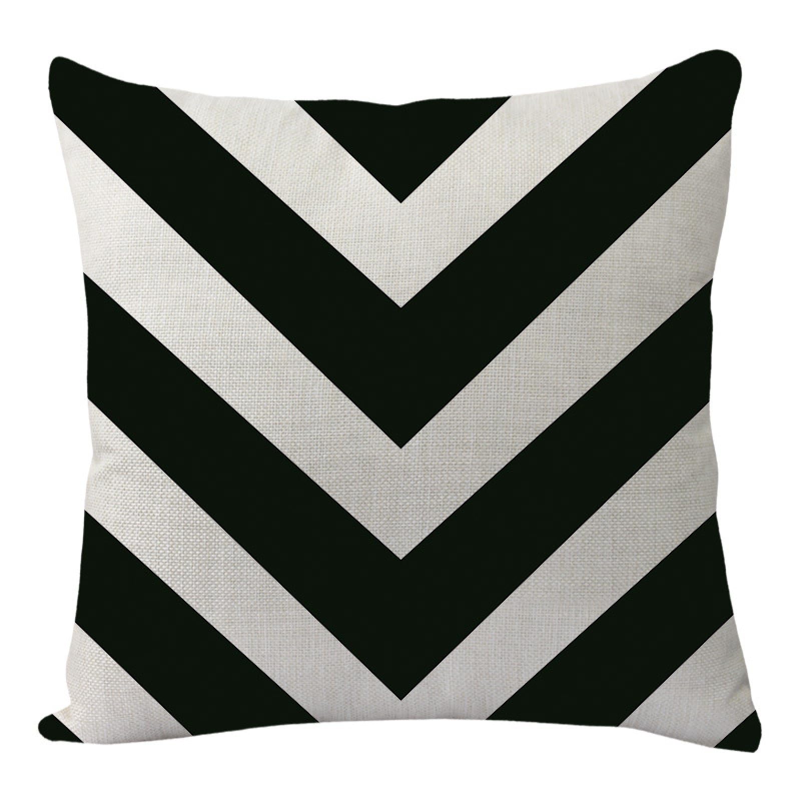 Wazylphin Cushion Covers Black Stripe Pillow Cases Cotton and Linen Cushions with Covers Included Zipper Sofa Cushions Soft Pillowcase Living Room Pillow Cover Bedroom 50x50 Cushion Cover 1 Pack