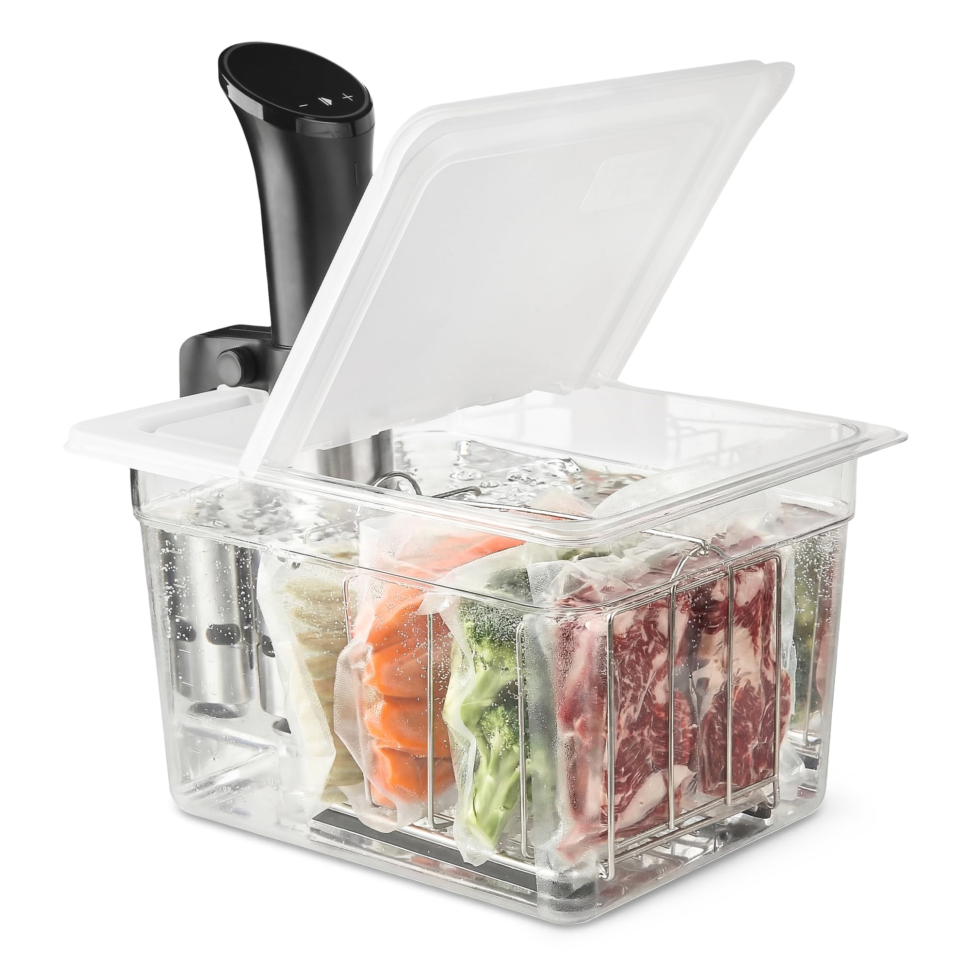 EVERIE Sous Vide Container 12 Qt with Collapsible Hinged Lid and Rack, Compatible with Anova Nano and AN500-US00 and Instant Pot, SET-12-NANO-PP