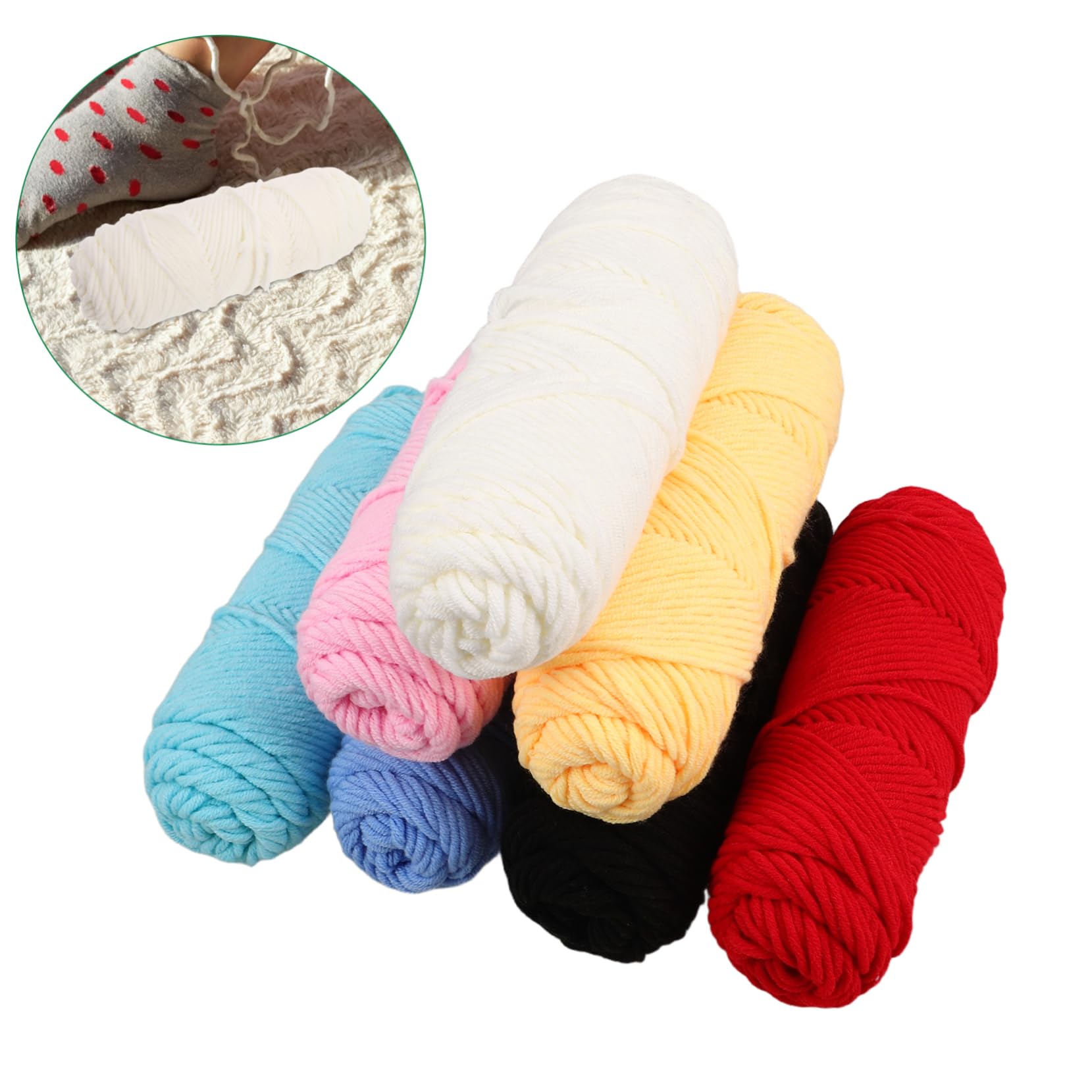 Uonlytech 7rollen Häkelnadeln Aus Milchbaumwolle Weiches Garn Für Puppenzubehör Babydecken Mützen Pullovern Stricksocken DIY-Hobby-projekte Für Erwachsene Anfänger Und Experten