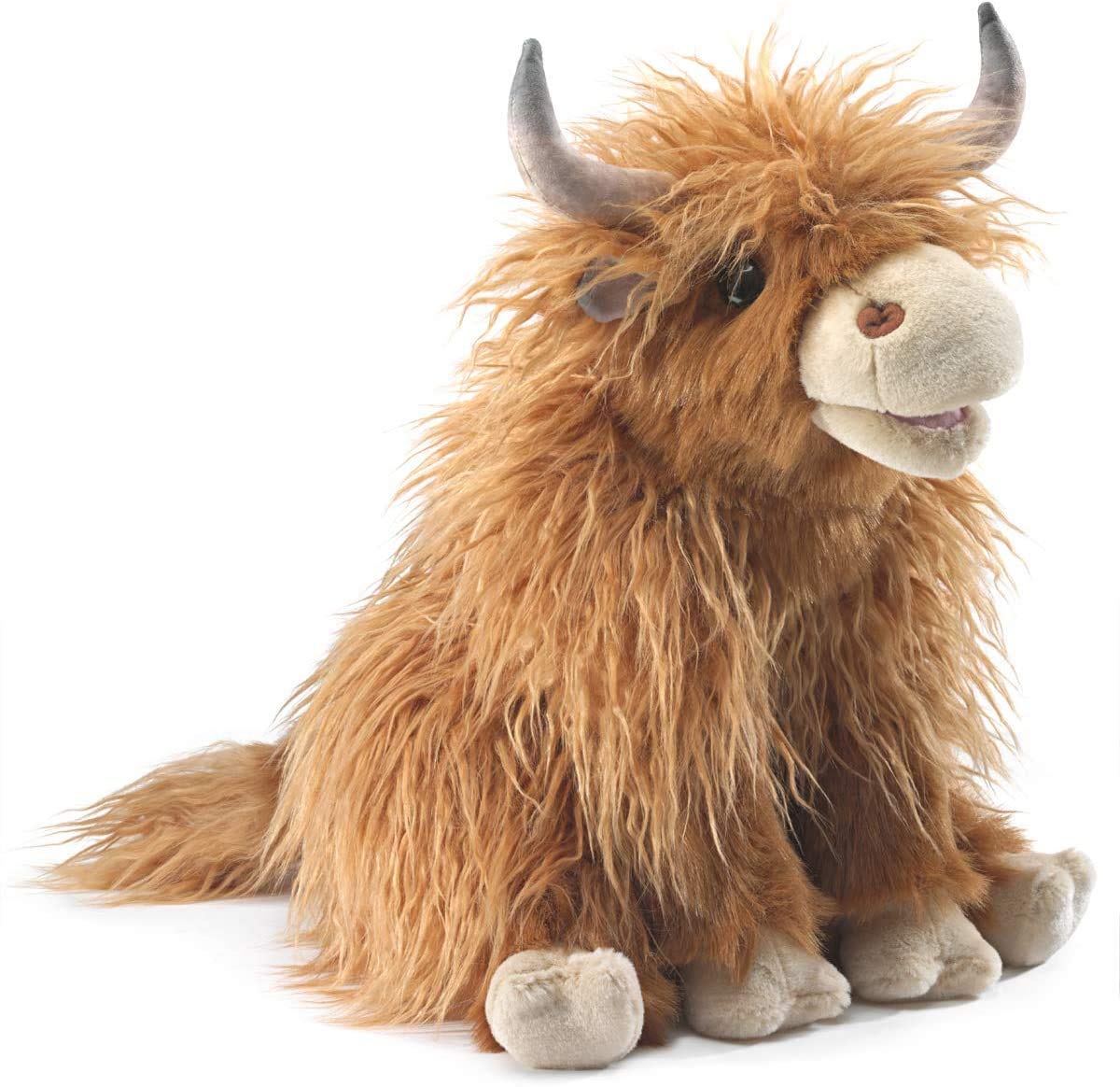 Folkmanis Highland Cow Hand Puppet, Brown