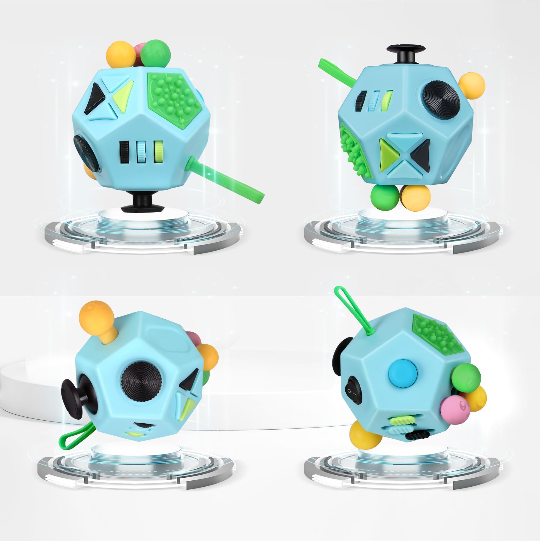 VCOSTORE Fidget Cube with 12 Sides - Original Cubo Antiestres Adultos Dado Antiestres Fidget Cube Toy for All Ages with ADHD, Add, ASD, ADHD — view 2