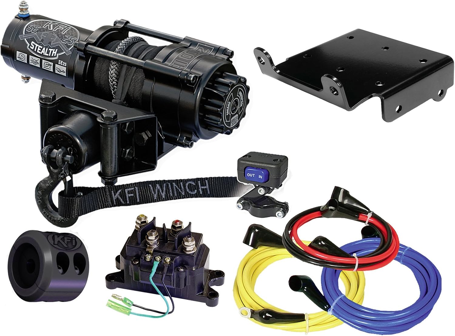 KFI Combo Kit SE25 2500 lb Stealth Winch & Winch Mount Compatible/Replacement