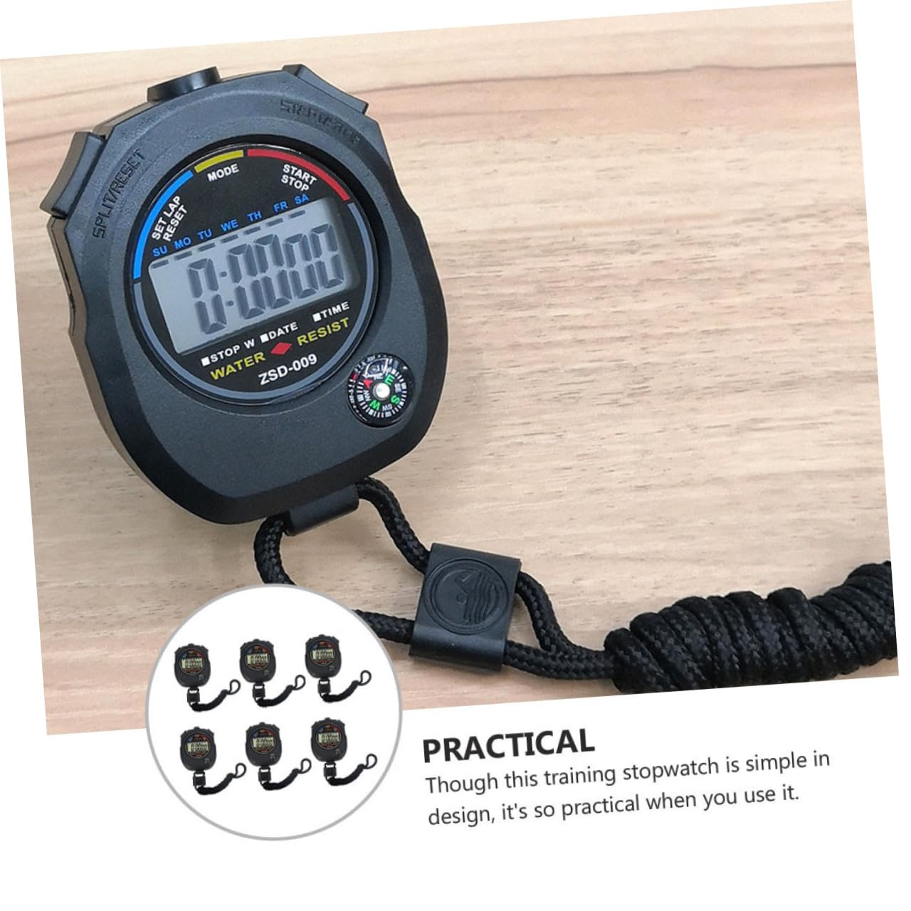 Cronometro Digitale Elettronico Zsd-009 6 Pezzi in Abs Nero | Portatile, Leggero e Pratico, per Partita e Allenamento, Set da 6 Pezzi