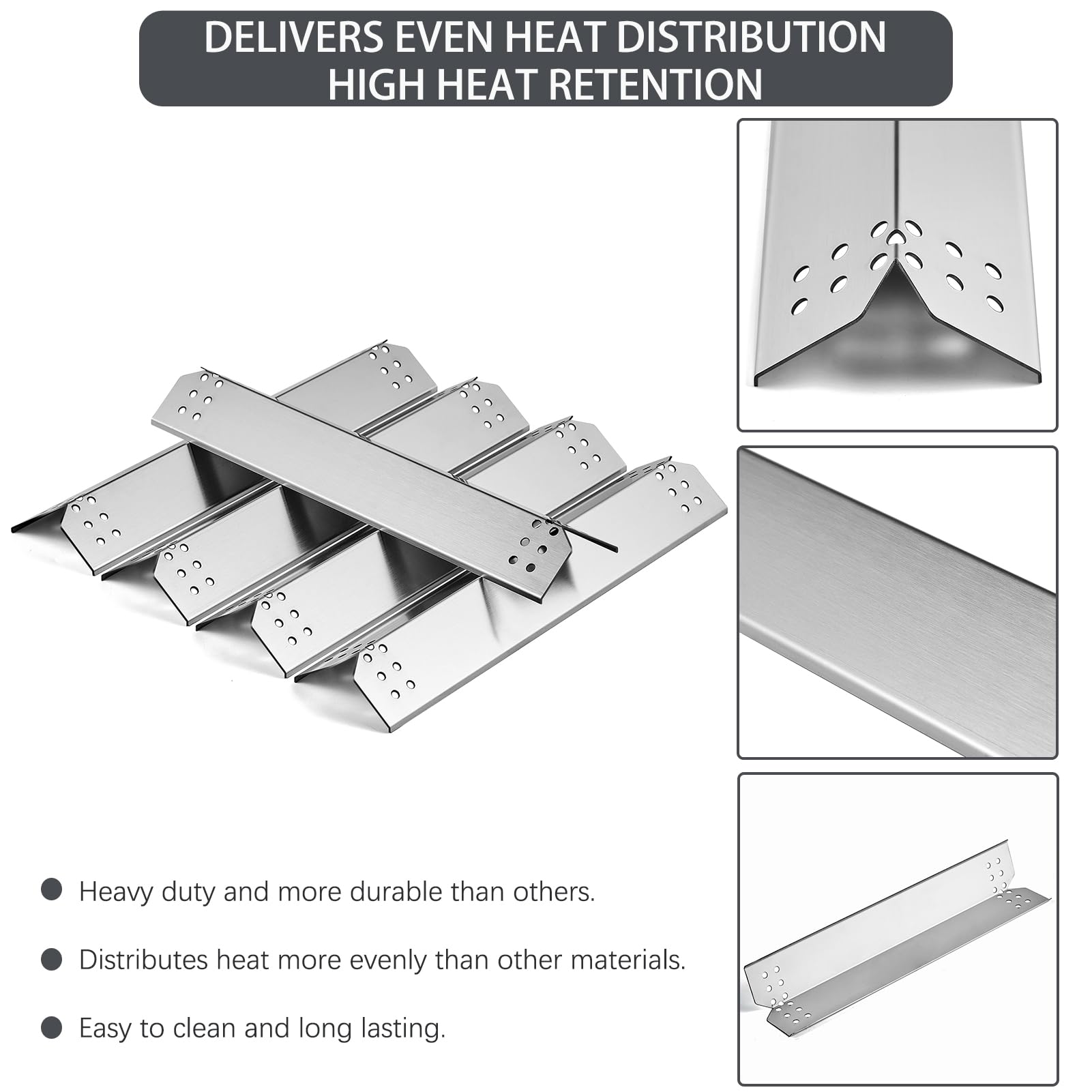 720-0982 Flame Tamer Grill Piezas de repuesto para parrillas Megamaster de 5 quemadores 0406041900AE Placas de calor de acero inoxidable 7200982 Escudo térmico 04007620A0 Megamaster 5 quemadores