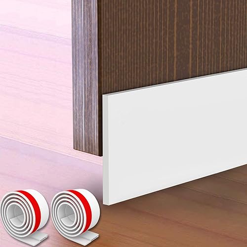 Paquete de 2 topes para puerta de 4 pulgadas de ancho x 39 pulgadas de largo, sello inferior para debajo de la puerta, color blanco sólido