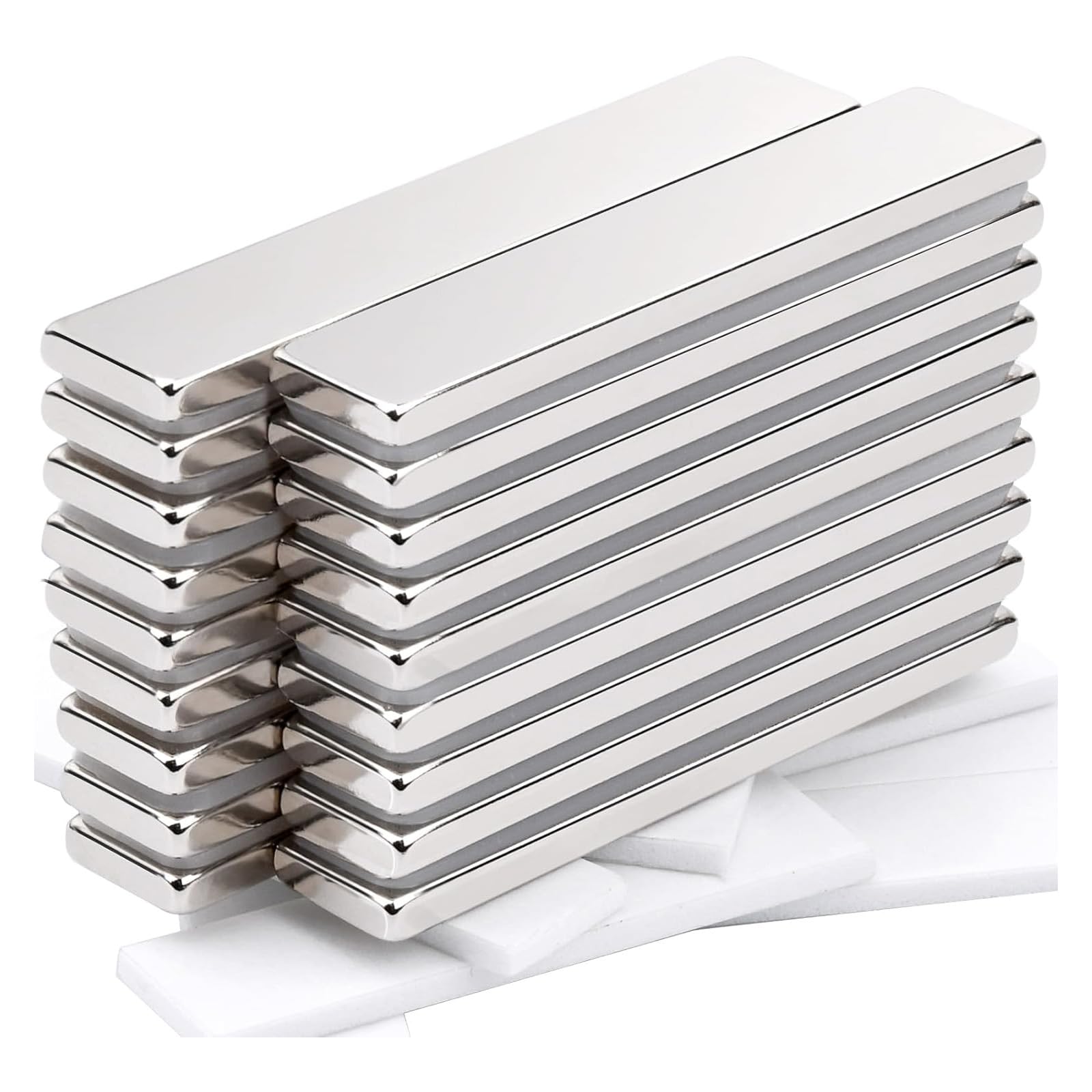 Magneti Potenti, Confezione da 16 Al Neodimio, Magneti Rettangolari 40x10x5mm, per Frigorifero, Lavagna Magnetica, Mobile da Cucina