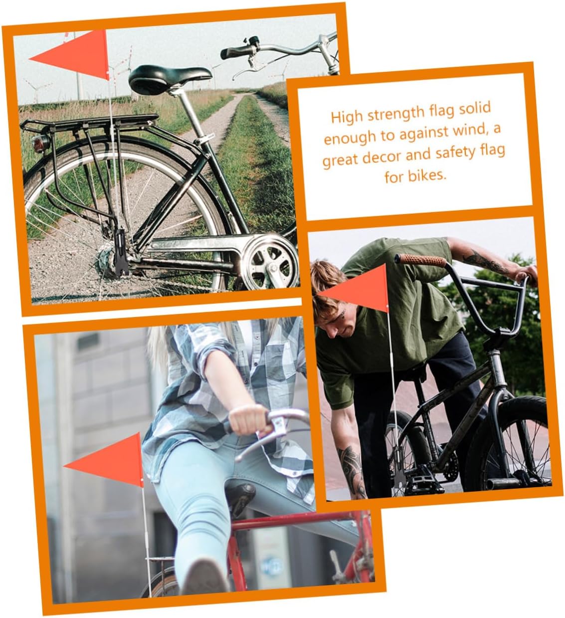VICASKY 2 Sets Bicycle Safety Flags Poles Sturdy Multi-Color Warning Flags for Enhanced Visibility for Cyclists and Bike Accessories