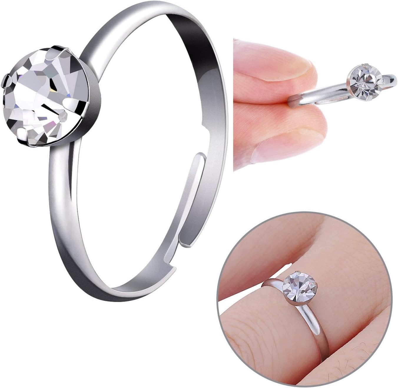 ABOAT 100 Pack Silver Diamond Bridal Shower Rings for Wedding Table Decorations, Party Favors