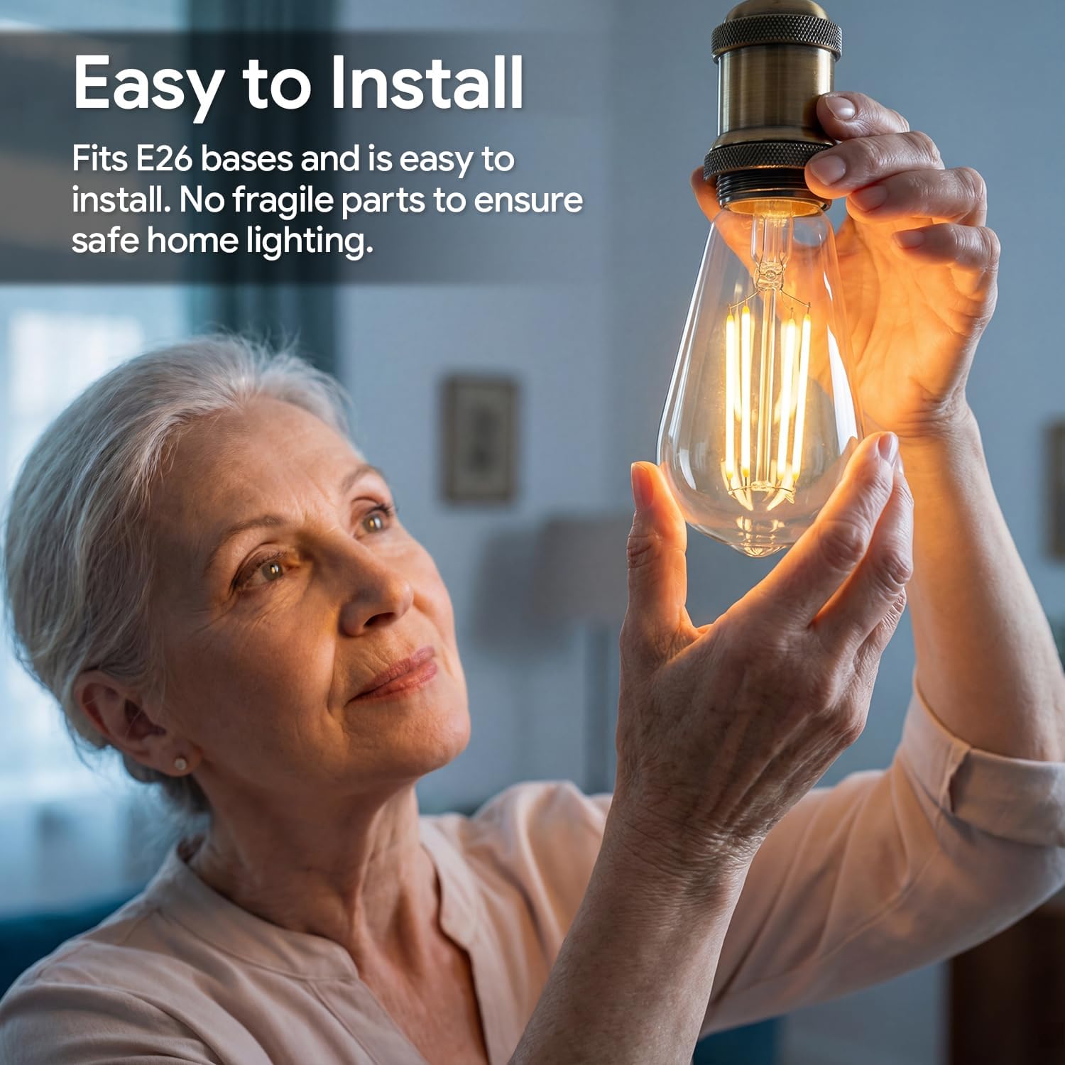 6pack LED Light Bulbs, Shatterproof Edison Bulbs 60 Watt Equivalent, E26 Base Warm White 2700K Bulb, Vintage Decorative Fixture Light Bulbs for Home Lighting, Bathroom, Bedroom, Hallway, Non-dimmable