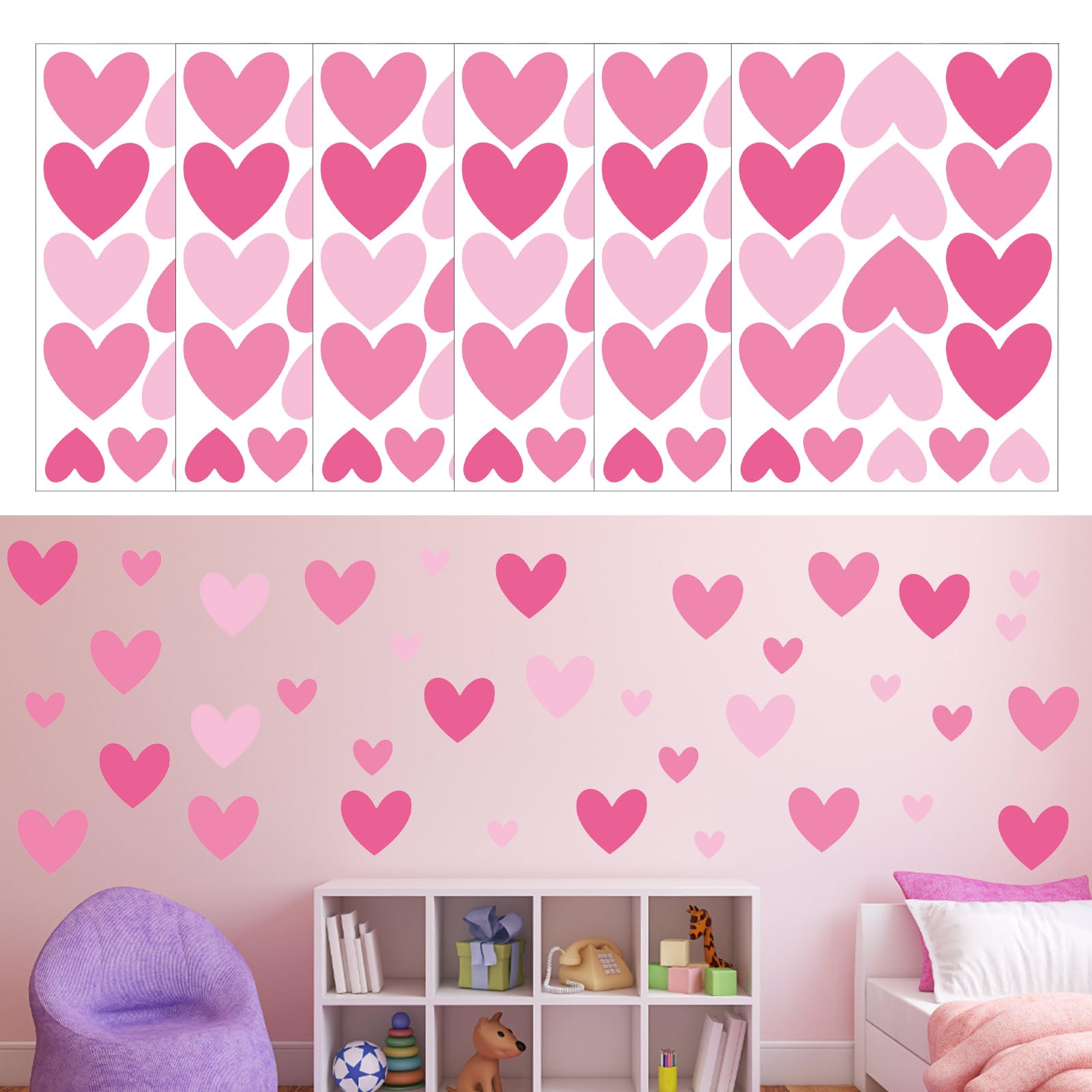 RT 102 pegatinas de pared con forma de corazón boho, para habitación infantil, decoración de pared bohemia, decoración para habitación infantil de niña, para salón, dormitorio, habitación de bebé
