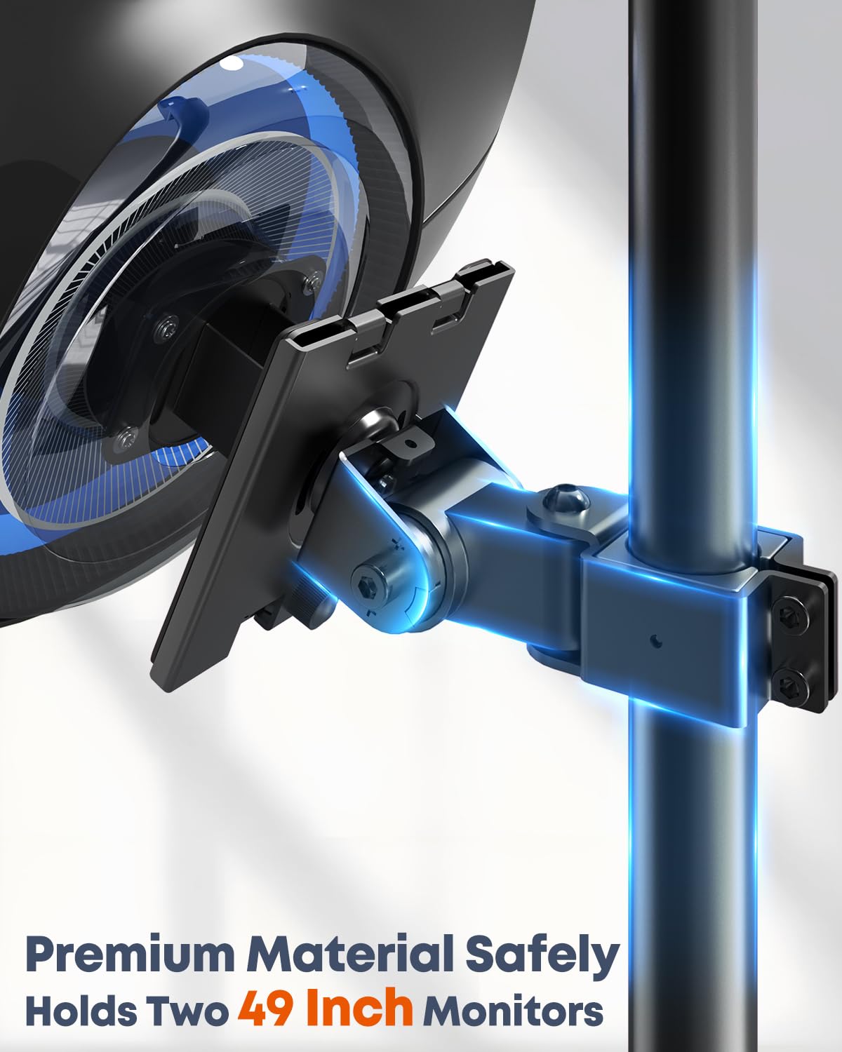 Supporto Da Parete Per 2 Monitor, Adatto A Schermi Piatti E Curvi Da 17 A 49 Pollici, 20 Kg Per Braccio, Supporto Da Parete Regolabile In Altezza, Vesa 75/100 Mm, Nero