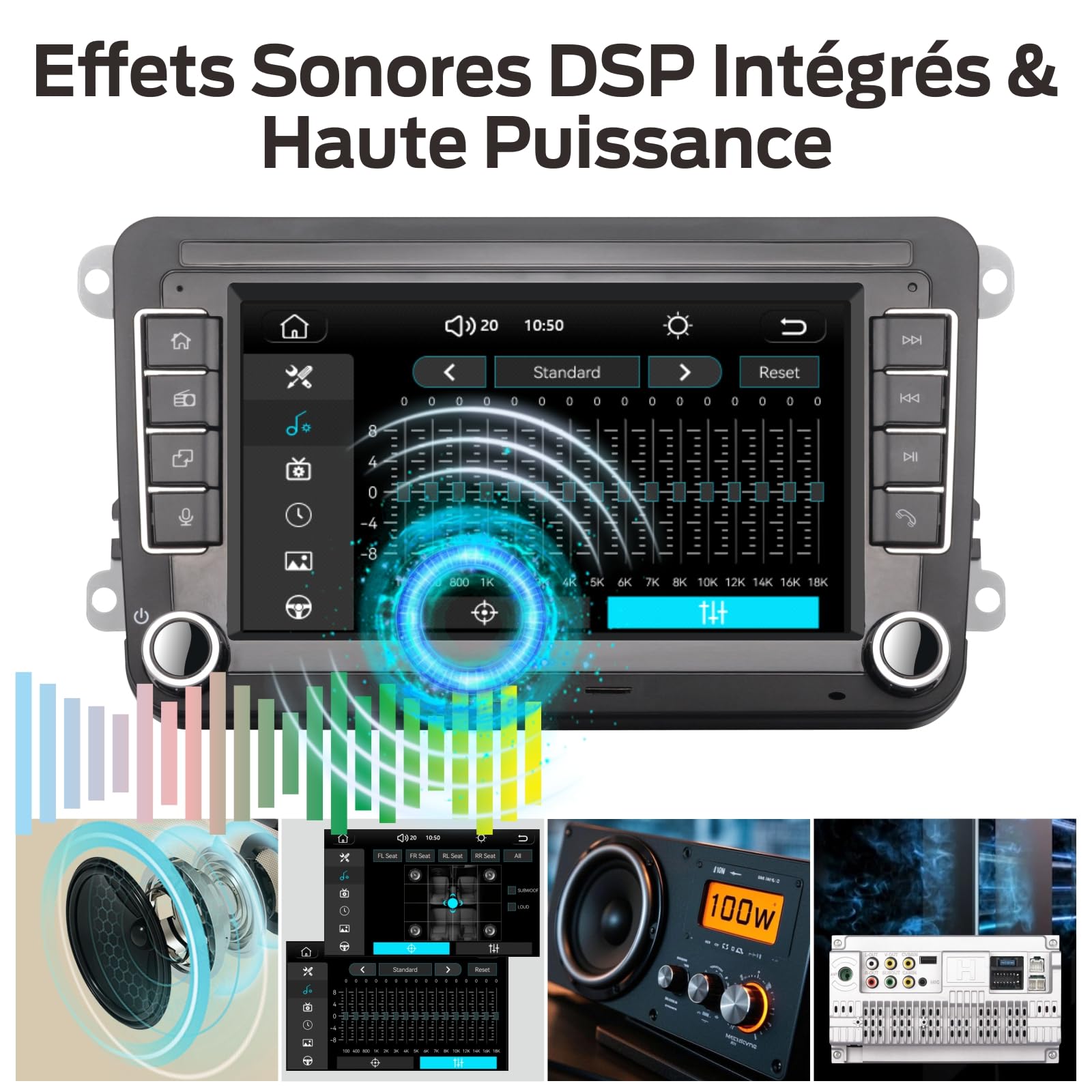 Radio stéréo pour VW Passat Jetta Caddy Tiguan Touran Golf 5 6 GTI T5 EOS Polo avec Wireless Carplay Android Auto TF Card Touchscreen Bluetooth AMFM Radio