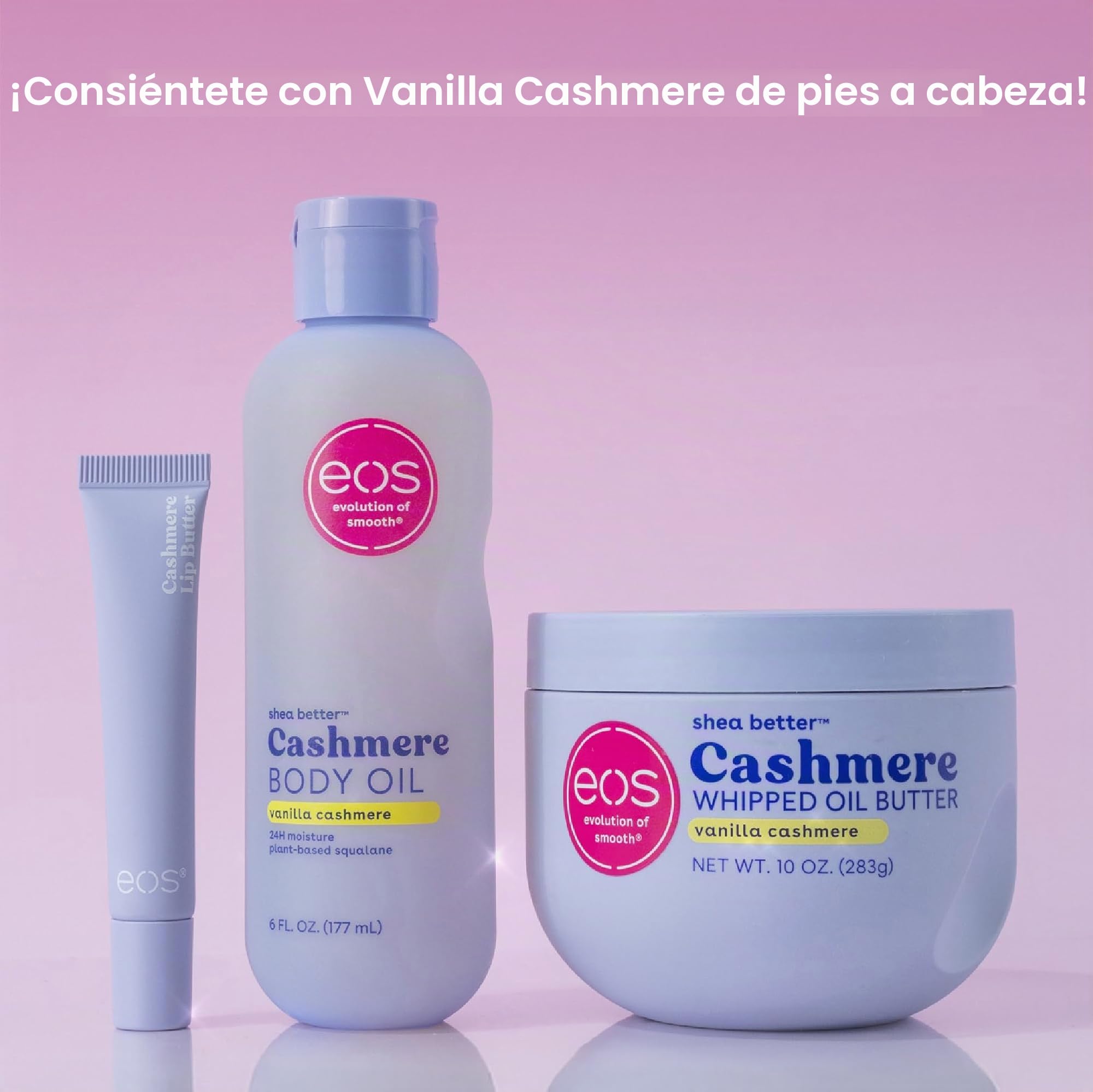 eos Manteca corporal de aceite de cachemir – Vainilla Cashmere 72 horas de hidratación · Mantequilla corporal rica · Para piel seca · 283 g (10 oz)