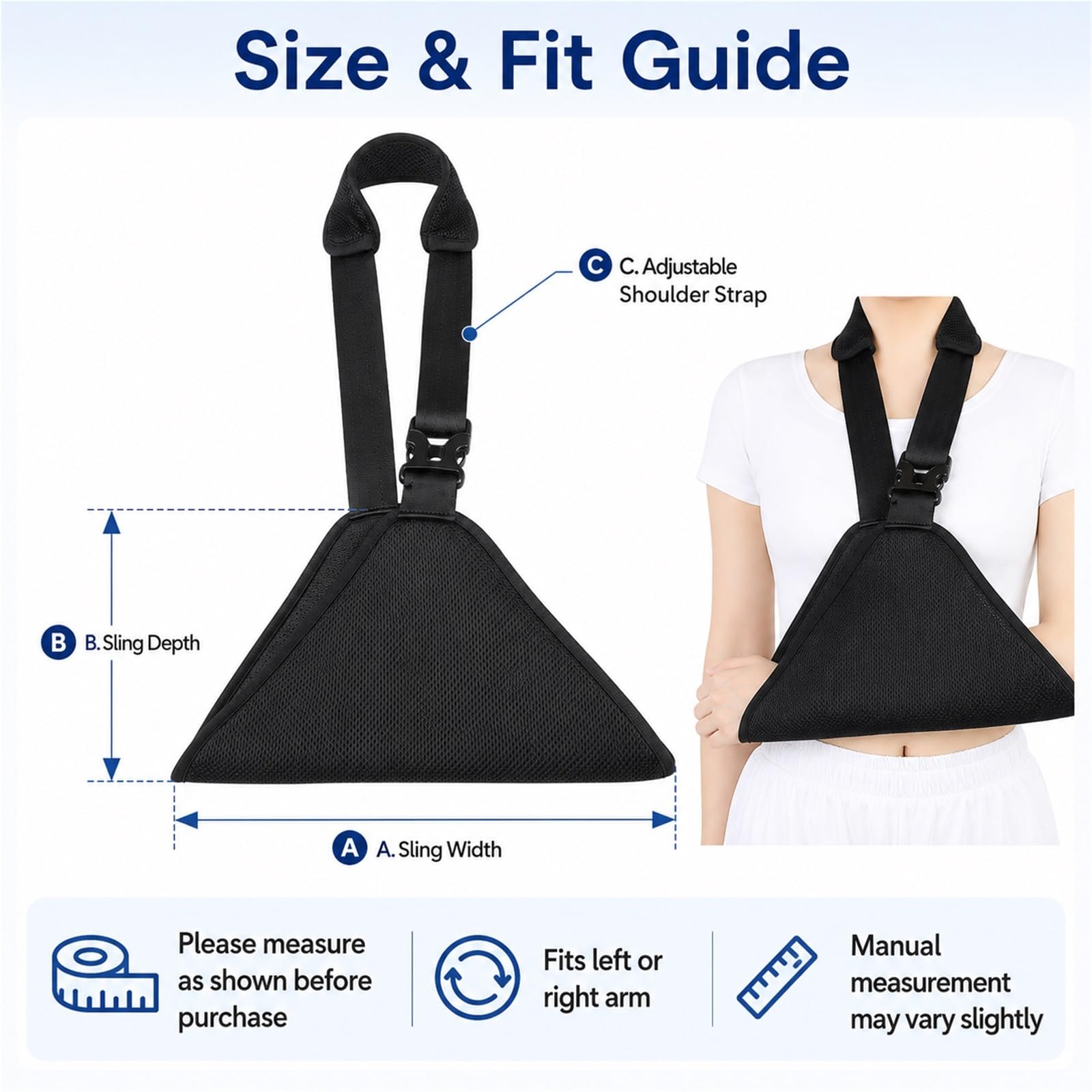 Cabestrillo para Brazo Inmovilizador de Hombro Ajustable Correa Superior Soporte Transpirable para Hombres y Mujeres con Lesiones en Hombro Muñeca y Codo Alivio