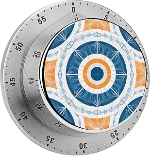 60 Minute Visual Wind Up Timer, Mechanical Kitchen Timer with Magnetic Base & Loud Alarm, Battery-Free Manual Art Deco Sunset Countdown Clock for Focus Cooking Studying Gaming Classroom