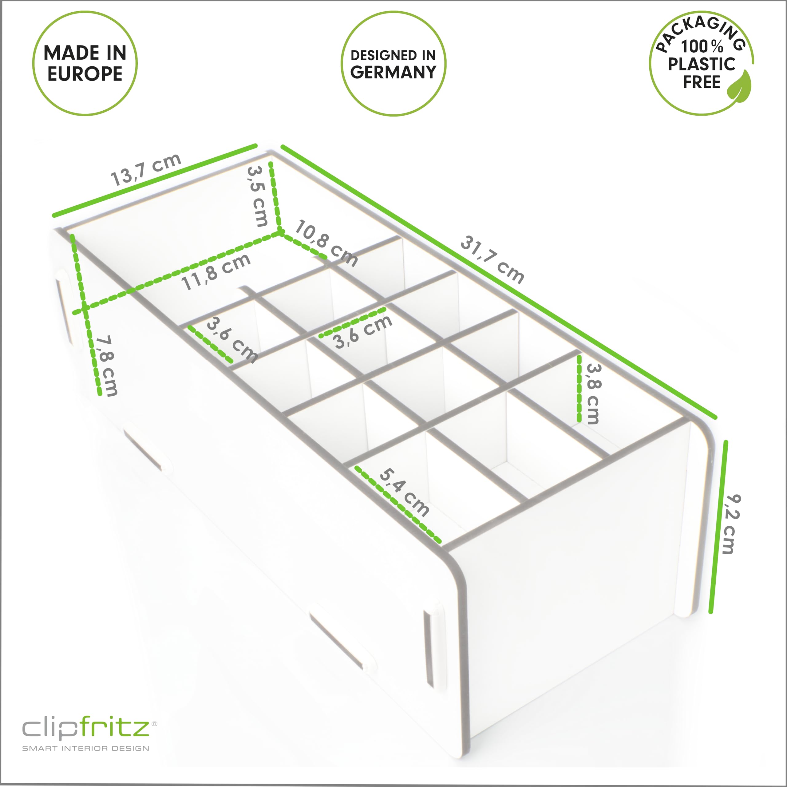 clipfritz, Wooden Pen Box (approx. 14 x 32 cm) Desk Pen Holder for Children Adults, Pen Holder Ideal as Office Organiser - Image 3