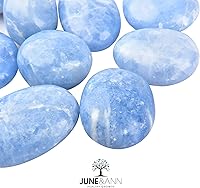 Vista 3 de June&Ann Piedras naturales de palmera celestita, piedras preciosas curativas para terapia de preocupación, piedras de cristal para meditación