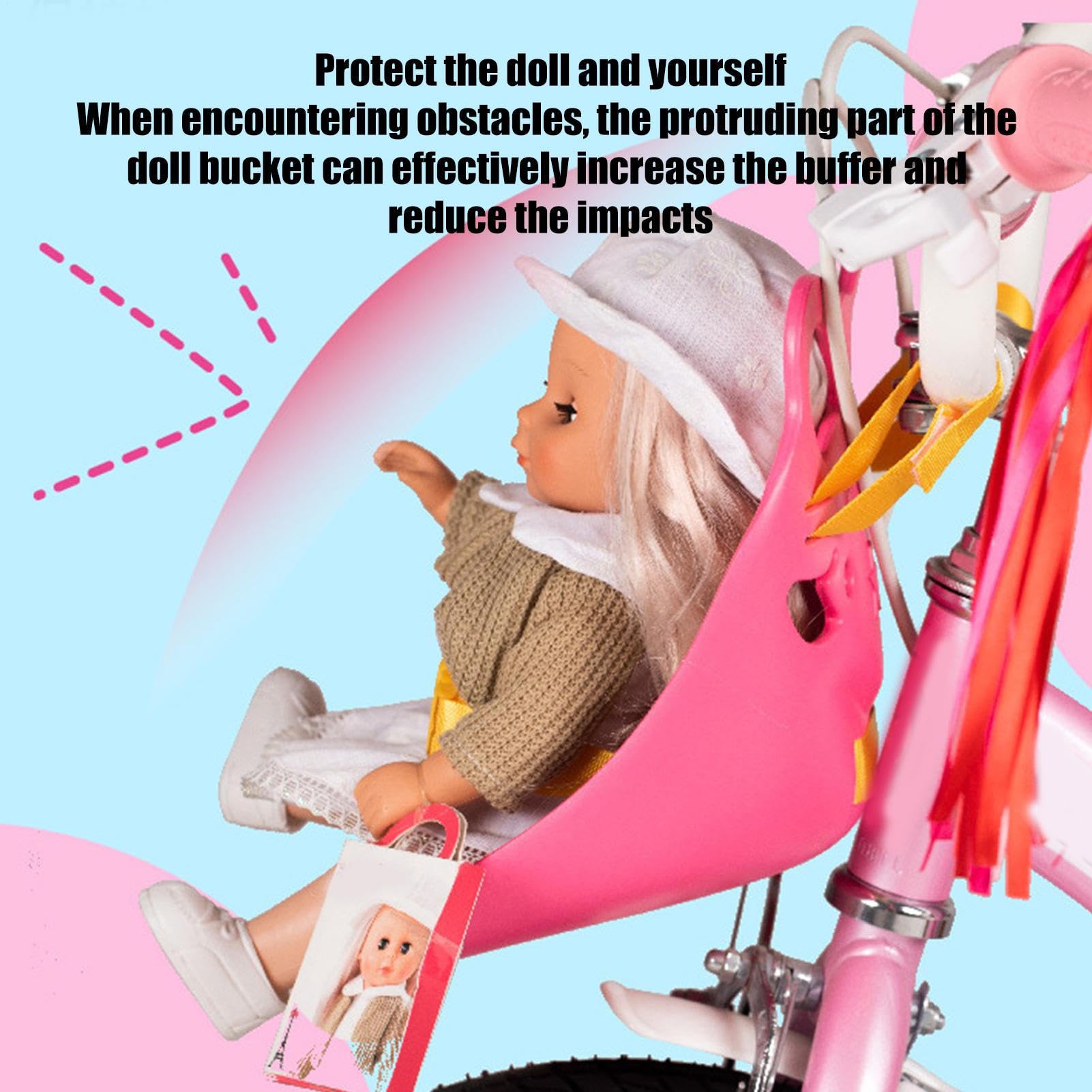 Doll Bike Seat, Bike Seat for , Adjustable Decorative Toy Carrier with Safety Strap, Fun Toy Bicycle Attachment Seats for Kids Girls Boys Outdoor Riding Scooter Playtime Present — view 5
