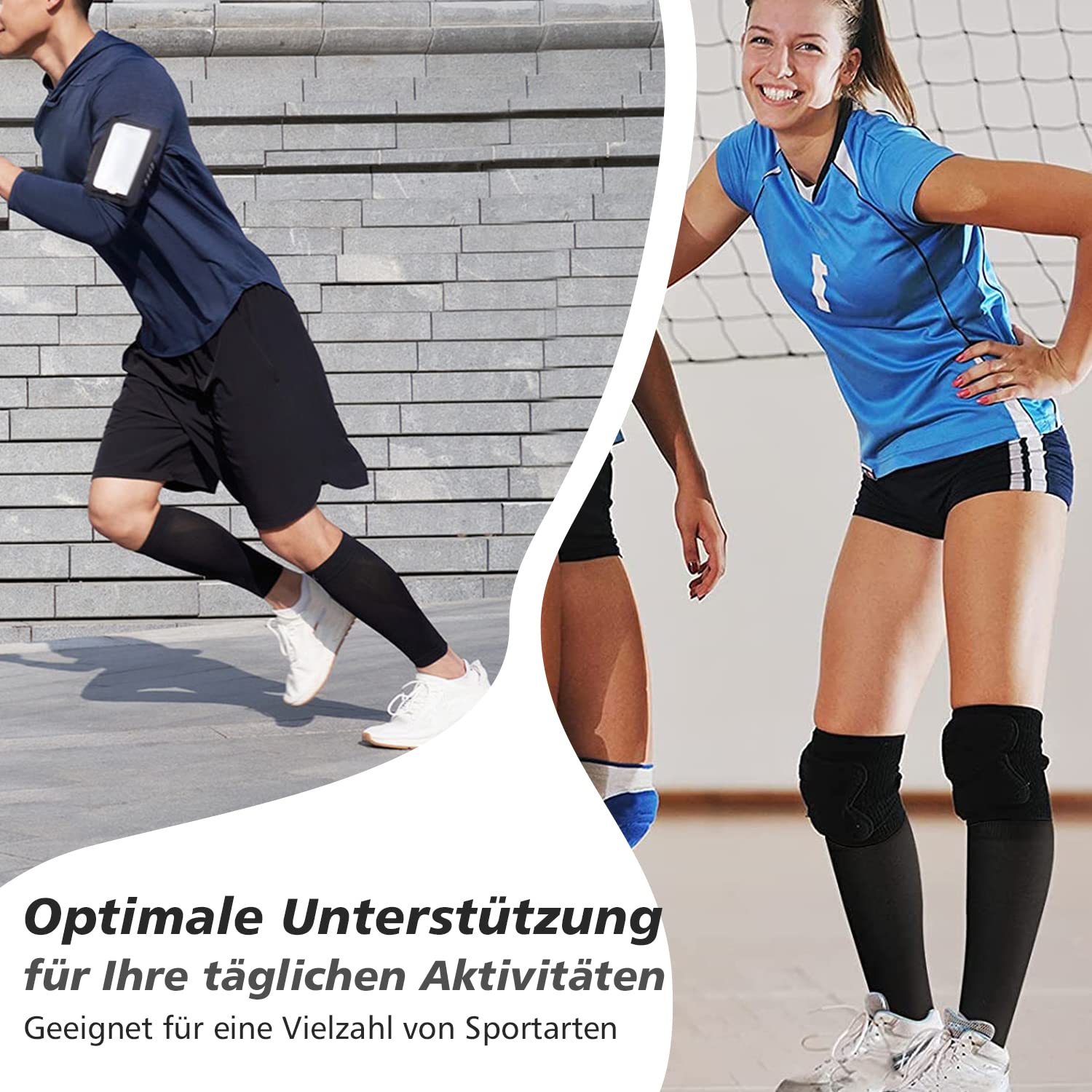 2 Stück Kompressions-Wadenbandagen - Für Sport & Alltag | 15-21 MmHg