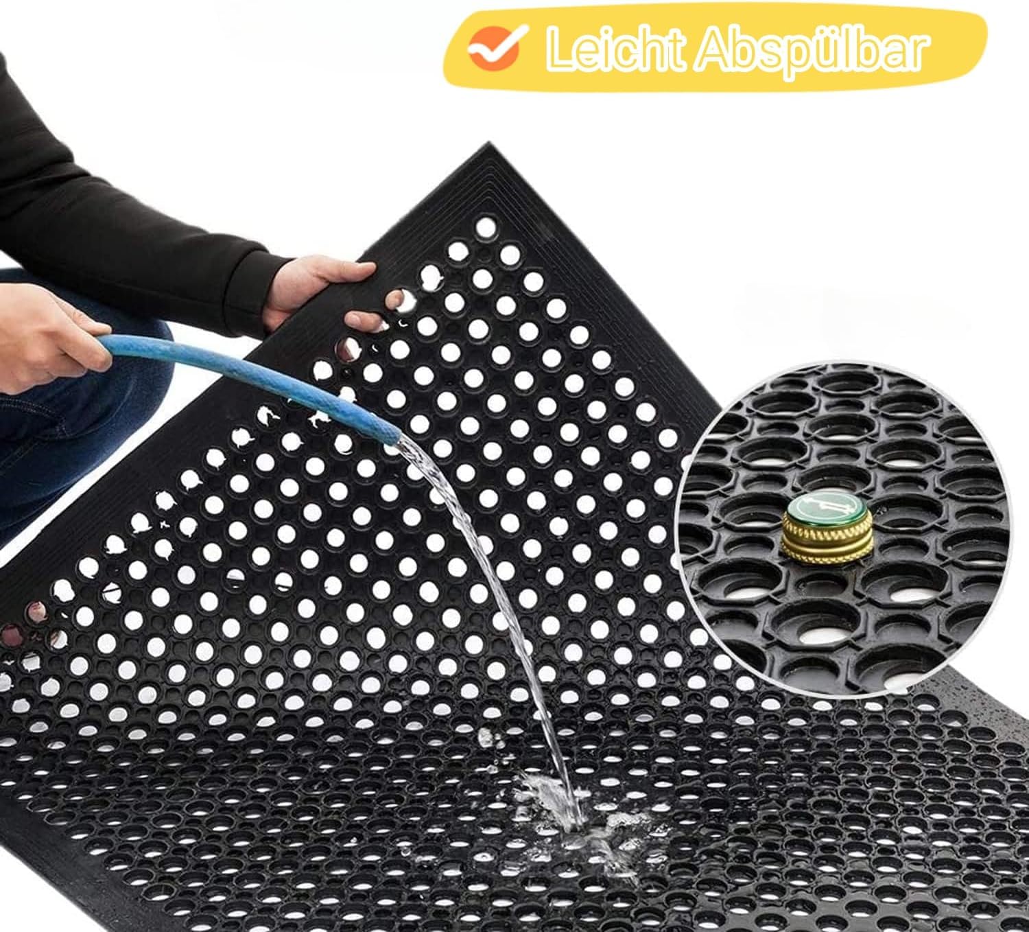 Ringgummimatte 150 x 90 x 0.3cm Gummimatte, rutschfest Wabenmatten, Arbeitsplatzmatte, Küche Drainage Matte, Gummi-Bodenmatte, Gelochte Fussmatte, für Heim, Eingangsbereich, Geschäftsräume