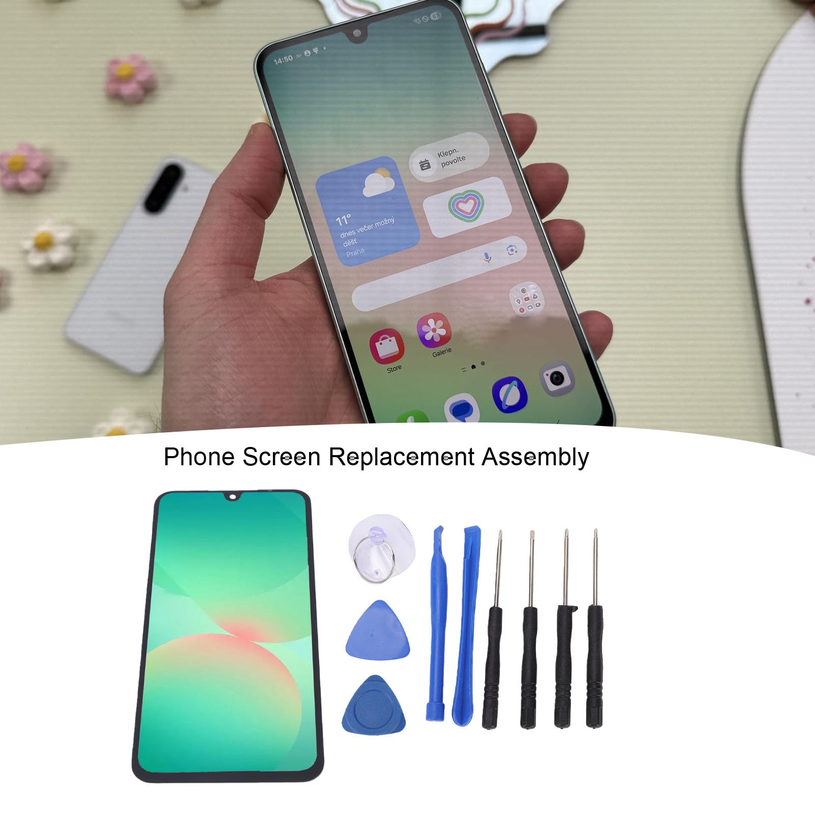 Zamiennik Ekranu Telefonu 6,7 Cala do A26 5G, Organiczny Wyświetlacz LED LCD Zestaw Naprawczy do Montażu Digitizera z Narzędziami Naprawczymi Obsługa Odcisków Palców