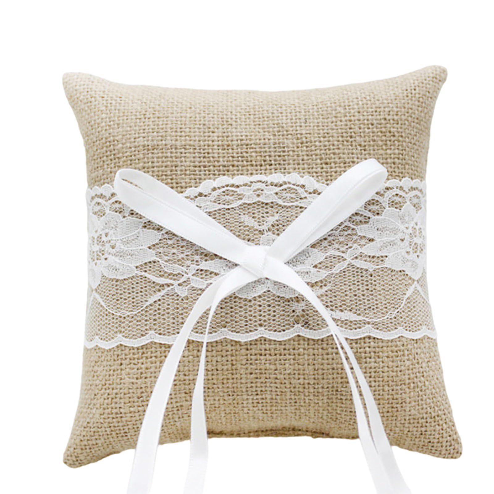 NVOQILIN Elegant Wedding Rings Pillow Alliances Bridal Bearer Pillow Vintage Pillow for Wedding Ceremonies