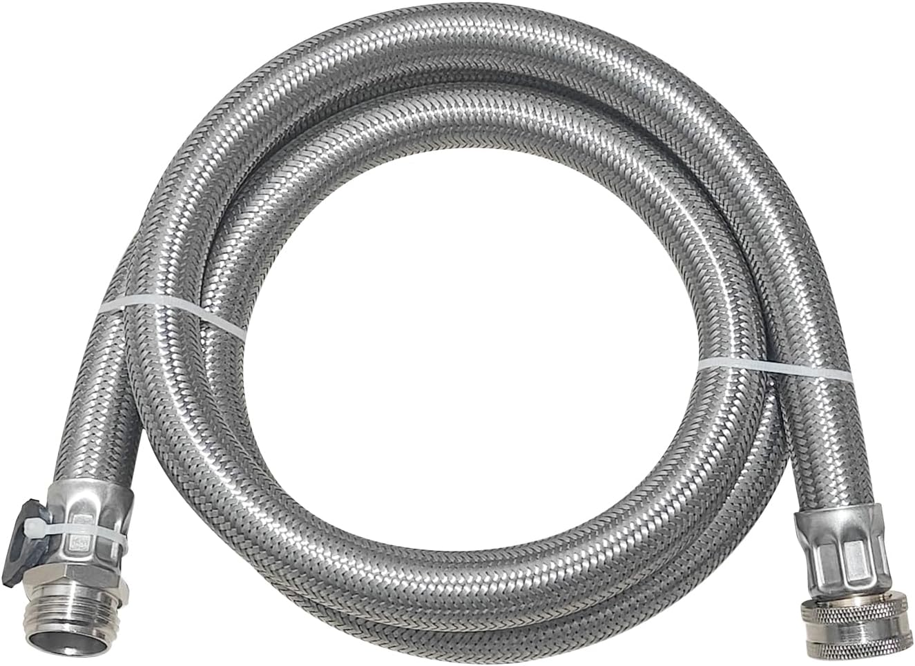 Short Kink-Free Garden Hose Extender (Braided Stainless Steel - ID 0.62", OD 0.87")