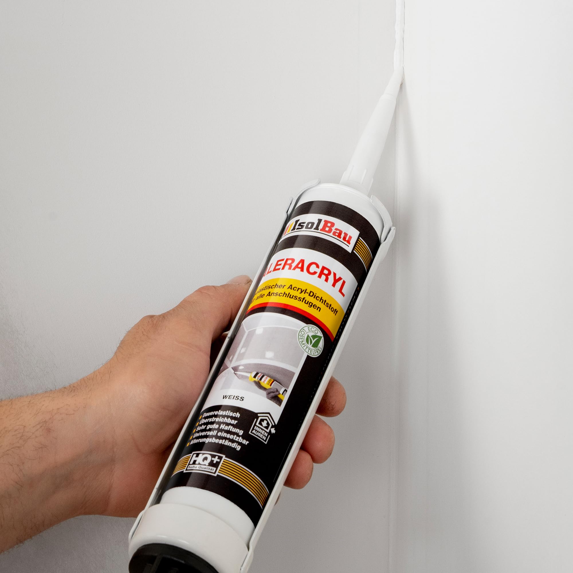 Isolbau Maleracryl 24 x 300 ml Weiß - Plastoelastischer Acryl-Dichtstoff zum Abdichten von Fugen im Innen- & Außenbereich - Kartusche