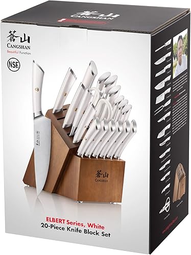 Miniatura 6 de Cangshan ELBERT Series Juego de bloques de cuchillos forjados de acero alemán (20 piezas, blanco)