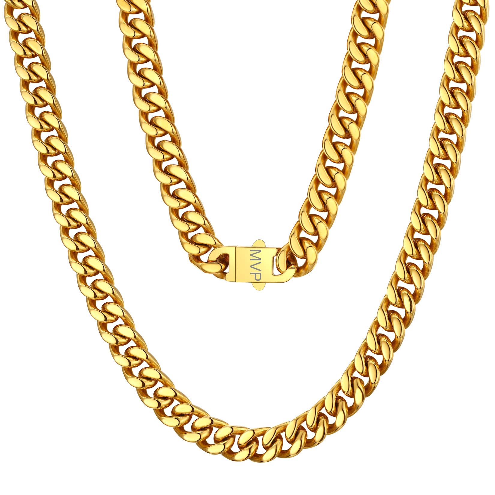 Can Grave Men's Miami Cuban Chain, 5/7/9/12.5mm Wide, 18"-30" Long - Stainless Steel/Gold/Black Plated(Send Gift Box)-image-27