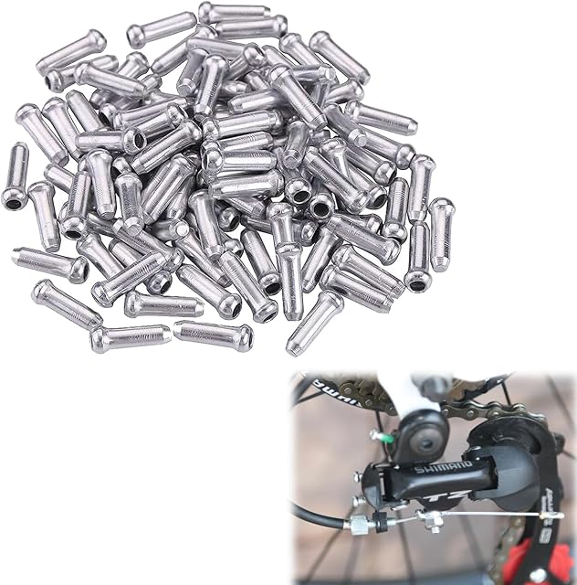 Bike Cable End Caps, Bike Cable Crimps, 60 Pcs Aluminum Alloy Brake End Cover Cable Tips Crimps Bike Cable Ends Brake Cables Ends for Mountain Bicycle Road Bike