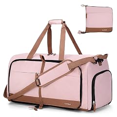 Lekesky Foldable Travel Duffel Bag for Women 80L Large Duffle Bag with Separate Shoes Compartments Straps Carry On