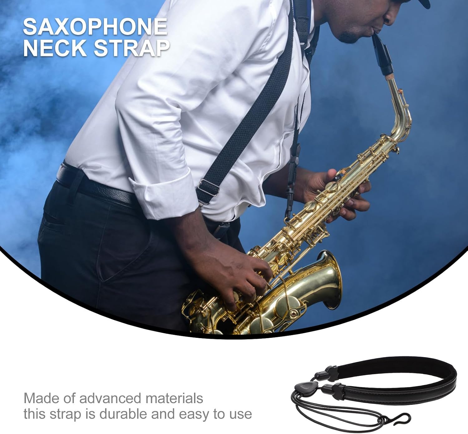 Hemobllo Universal Black Narrow Saxophone Strap Single Shoulder Saxophone Belt Neck Hanging Strap Musical Instrument Accessory