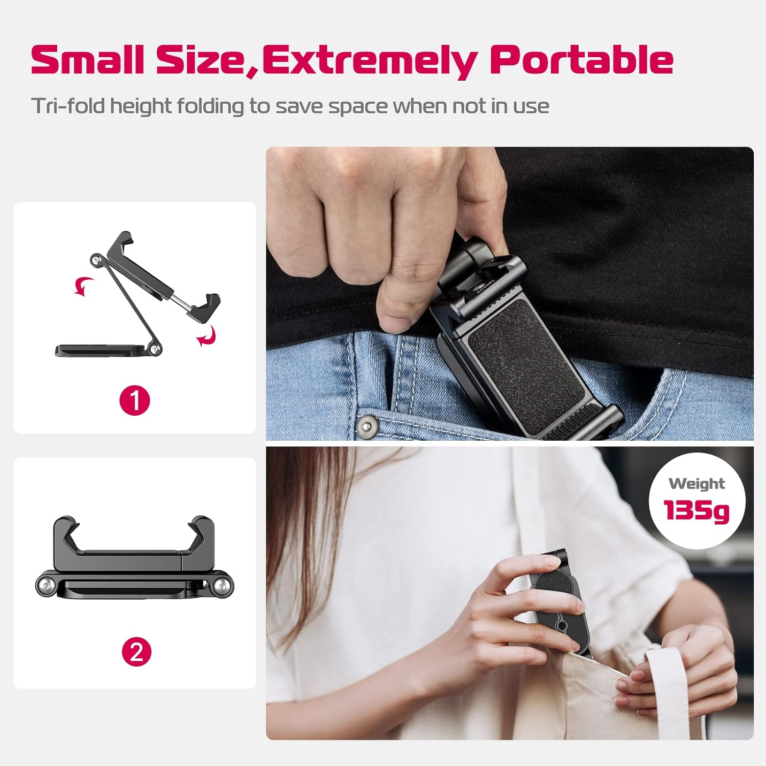 ULANZI Phone Tripod Mount 2 Cold Shoes & Arca Port, HP004 Metal 360° Smartphone Tripod Adapter for iPhone, Cell Phone Vlog Tripods Grip Stand Holder for Desktop Video Live Streaming Vlogging Rig - Image 4