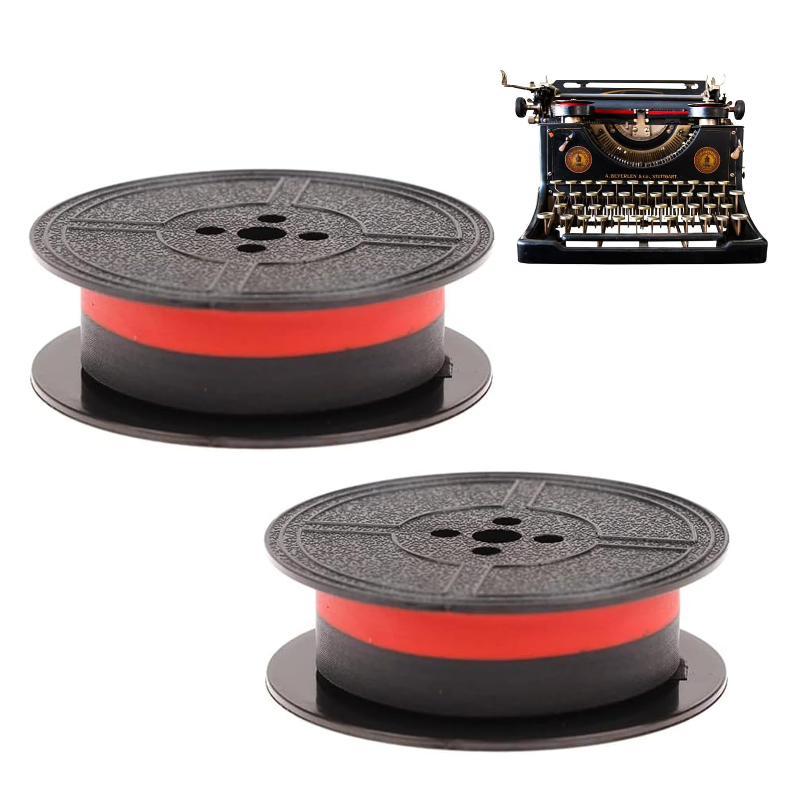Rubans Machine à Écrire - Lot De 2 - Bicolore Noir/Rouge - Compatible OKI ML80-93, TEC, UNDERWOOD - 5 M - 2