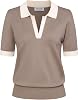 Kate Kasin Women Short Sleeve Polo Sweater V Neck Knitted Tops Casual Ribbed Shirt Loose Pullover Sweater