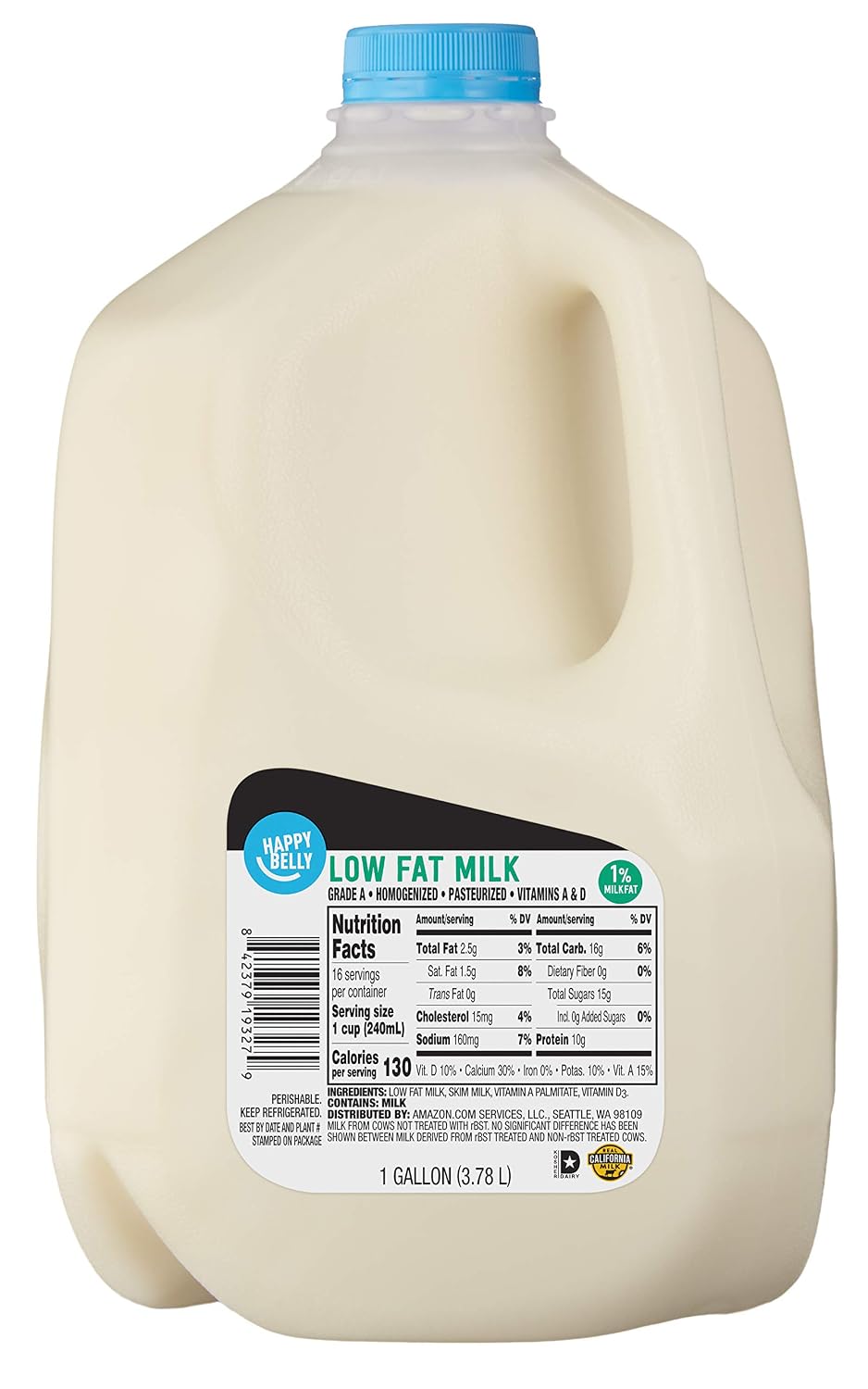 Amazon Brand - Happy Belly 1% Milk, Gallon, 128 Ounces