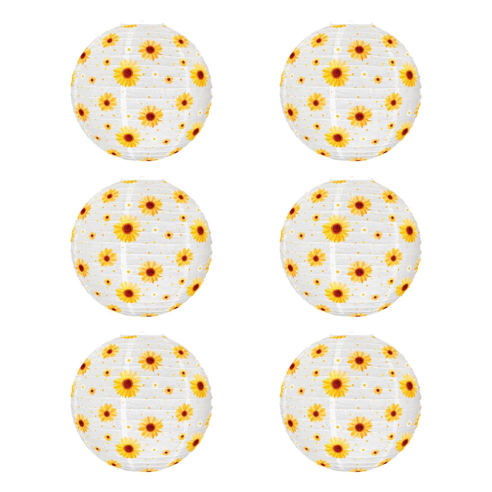 Kalttoy White 6Pcs Multipurpose Sunflowers Hanging Lights Stylish 9.8Inch Paper Party Decorations For Indoor And Outdoors Use Festival Decors