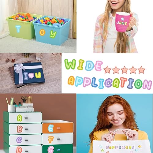 Miniatura 3 de 10 hojas de calcomanías de letras coloridas para niños, 890 calcomanías del alfabeto, impermeables, botellas de agua, calcomanías de vinilo para