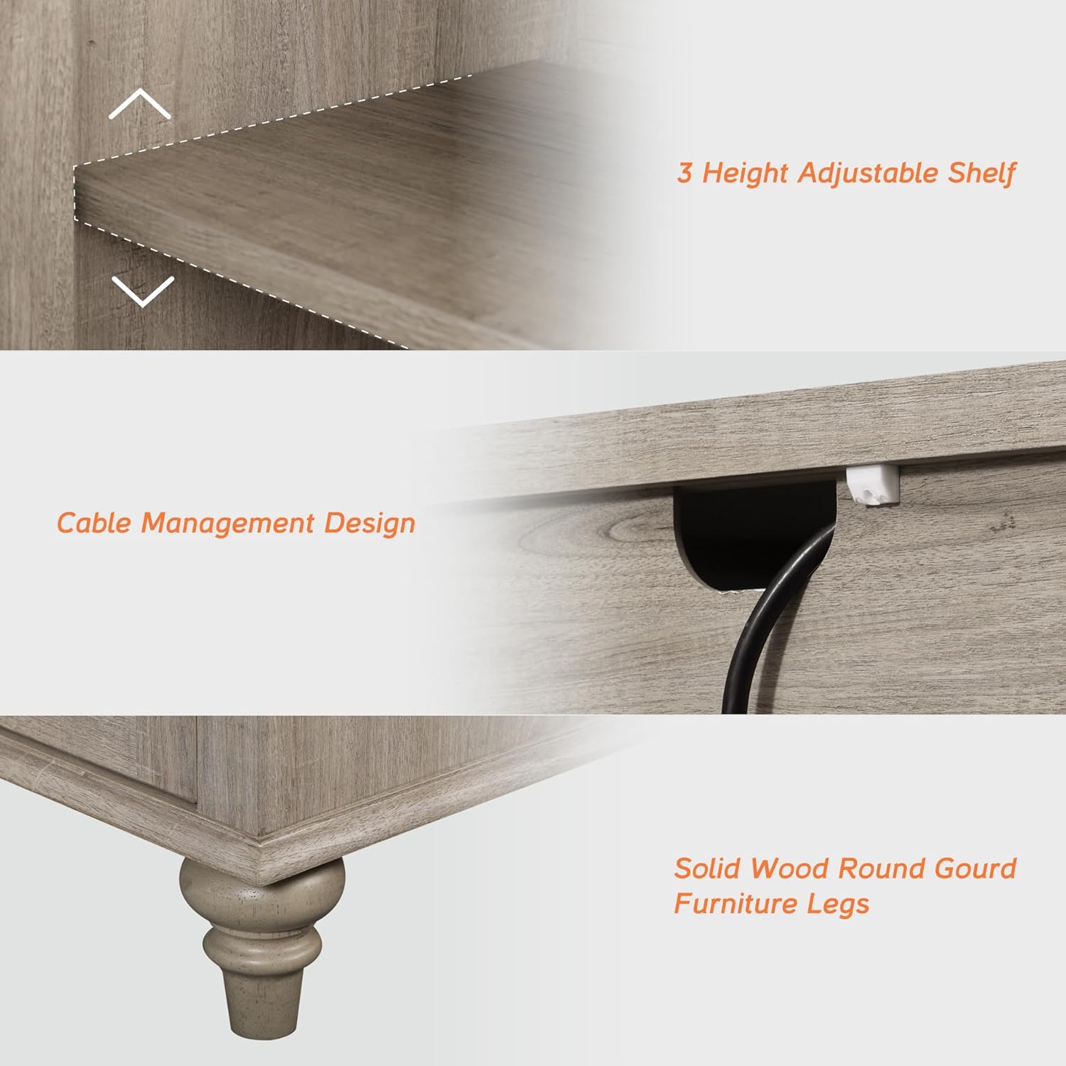 WAMPAT Glass Door Farmhouse TV Stand for TVs up to 65 inch, Wood TV Console Table with Storage Cabinets, Entertainment Center for 32-60 inch TV Console Cabinet, 58 Inch, Grey