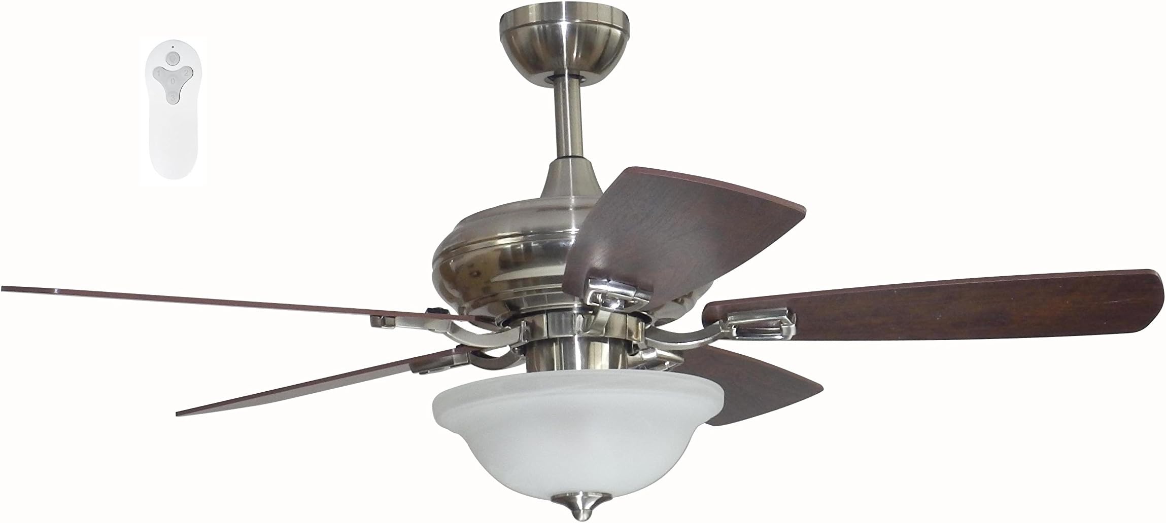 Litex TLEII44BNK5L Brushed Nickel 44-inch Ceiling Fan with Quick Connect Five Reversible Light Maple/Driftwood