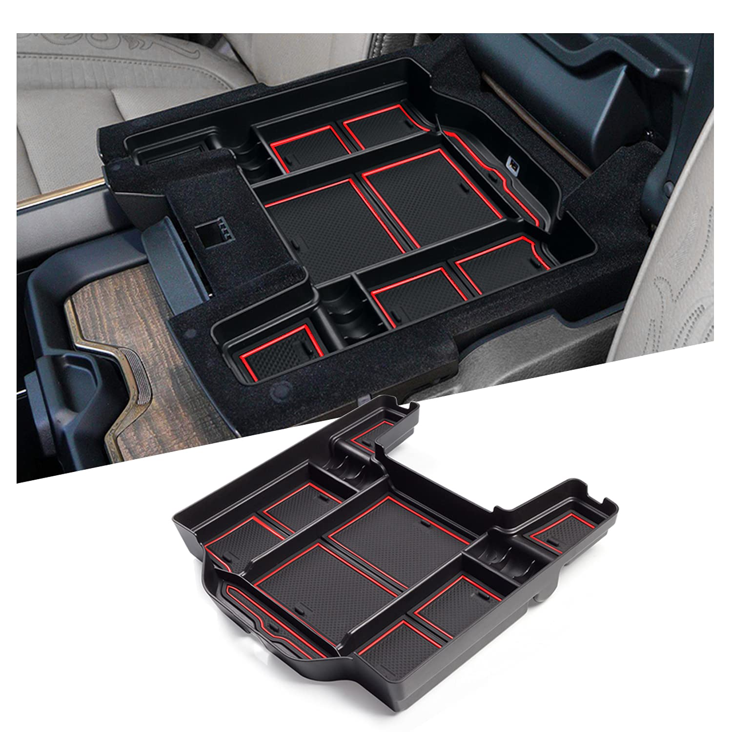 Ruiya Per V W Golf 7 7.5 An 2013-2018 Centro Console Bracciolo, Organizer Da Braccioli Per Console Accessori Golf 7 7.5 Centrale Consolle Centrale Conservazione Bracciolo (rosso - 14